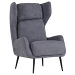 OHRENSESSEL Flachgewebe Dunkelgrau  - Dunkelgrau/Schwarz, KONVENTIONELL, Textil/Metall (75/111/83cm) - Carryhome