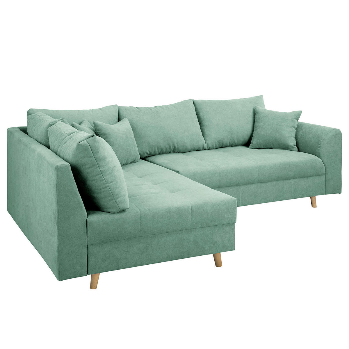 ECKSOFA Ariella in Mikrofaser Mintgrün  161/231 cm  - Naturfarben/Mintgrün, Design, Holz/Textil (161/231cm) - Livetastic