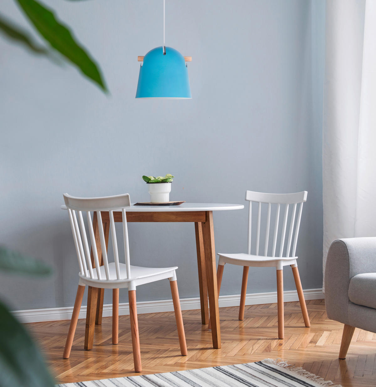 HÄNGELEUCHTE 23/21 cm  - Blau/Weiß, Design, Metall (23/21cm)