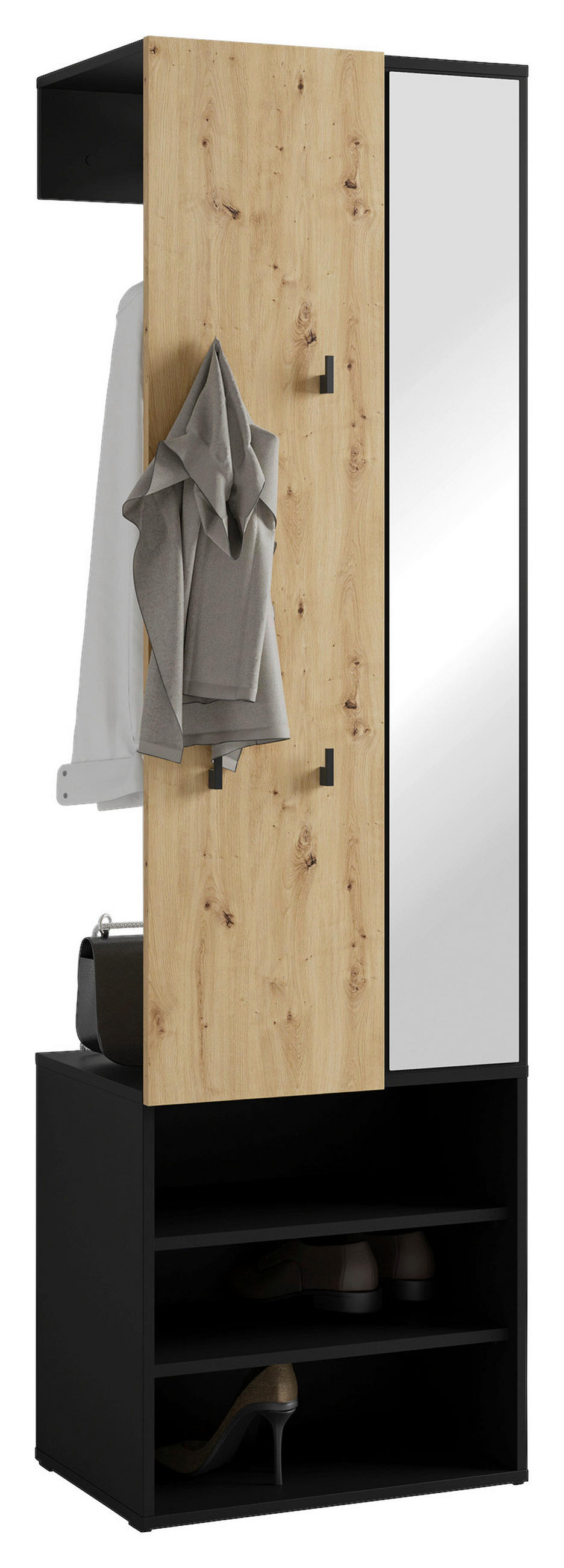GARDEROBE  in 55/187,5/40,5 cm  - Schwarz/Eiche Artisan, Design, Holzwerkstoff (55/187,5/40,5cm) - MID.YOU