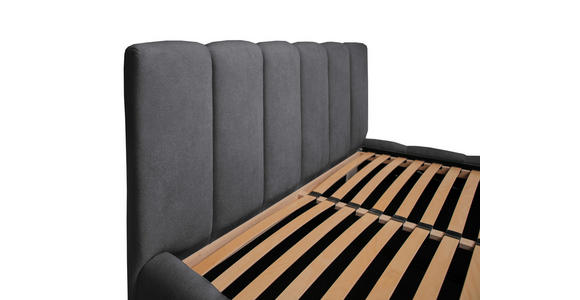 POLSTERBETT Lattenrost, Bettkasten Anthrazit 140/200 cm  - Anthrazit/Schwarz, KONVENTIONELL, Holz/Kunststoff (140/200cm) - Carryhome