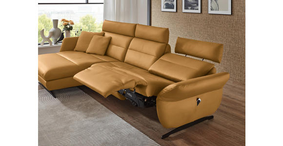 ECKSOFA in Echtleder Currygelb 169/298 cm - Currygelb/Schwarz, Design, Leder/Metall (169/298cm) - Dieter Knoll