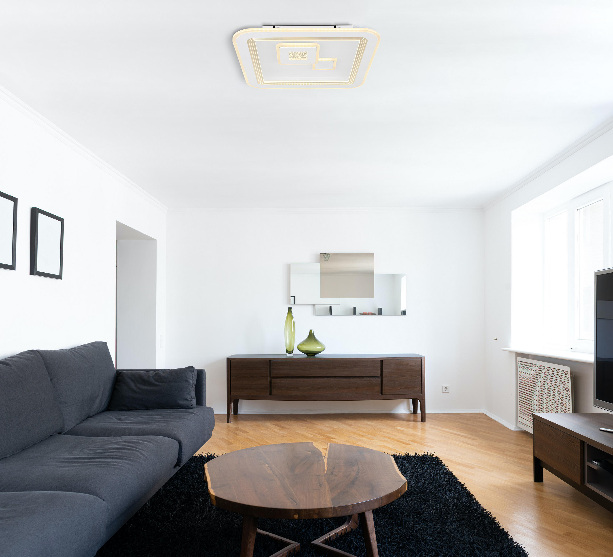LED-DECKENLEUCHTE 40 W    46,6/46,6/7,4 cm  - Klar/Weiss, Design, Kunststoff/Metall (46,6/46,6/7,4cm) - Globo
