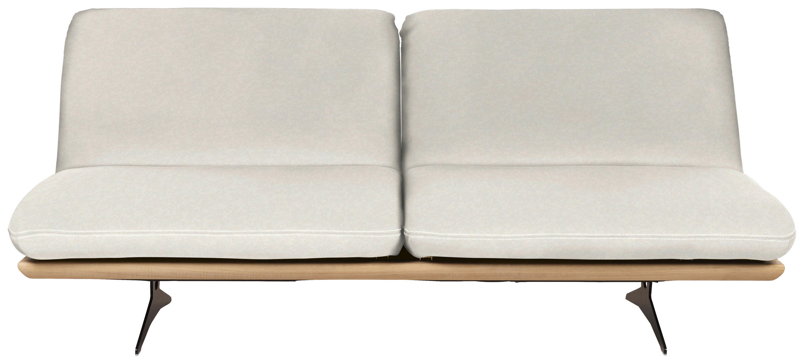 SCHLAFSOFA Palermo in Echtleder Weiß  - Beige/Schwarz, Design, Leder/Holz (204/92/90cm) - Dieter Knoll