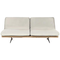 SCHLAFSOFA Weiss Stoffauswahl, Schlafen auf Sitzhöhe, Rücken echt  - Weiss/Beige, Design, Leder/Holz (204/92/90cm) - Dieter Knoll