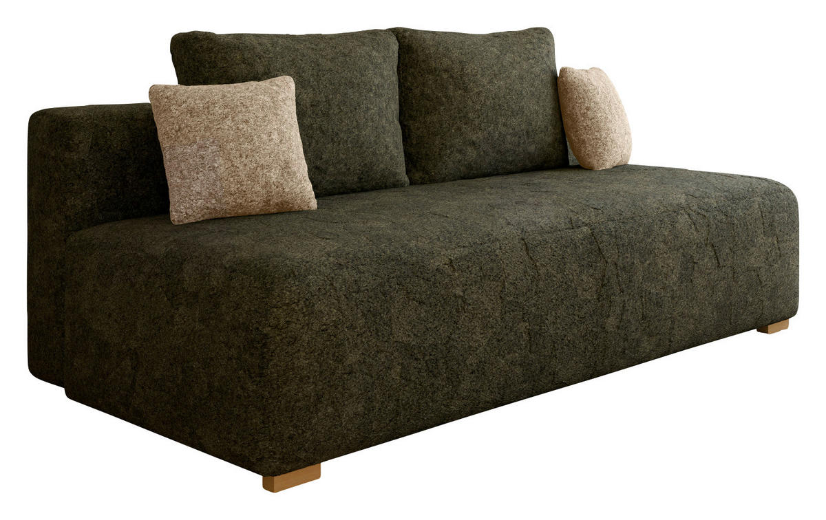 SCHLAFSOFA MOSS Dunkelgrün, Beige  inkl. Rückenkissen, Schlaffunktion, Stauraum  - Dunkelgrün/Beige, Design, Holzwerkstoff/Kunststoff (200/90/100cm) - MID.YOU