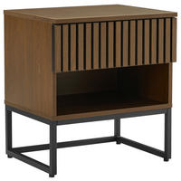 NACHTSCHRANK 50/55/40 cm  - Eiche dunkel/Schwarz, MODERN, Holzwerkstoff/Metall (50/55/40cm) - Xora