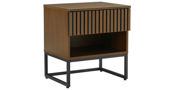 NACHTSCHRANK 50/55/40 cm  - Eiche dunkel/Schwarz, MODERN, Holzwerkstoff/Metall (50/55/40cm) - Xora