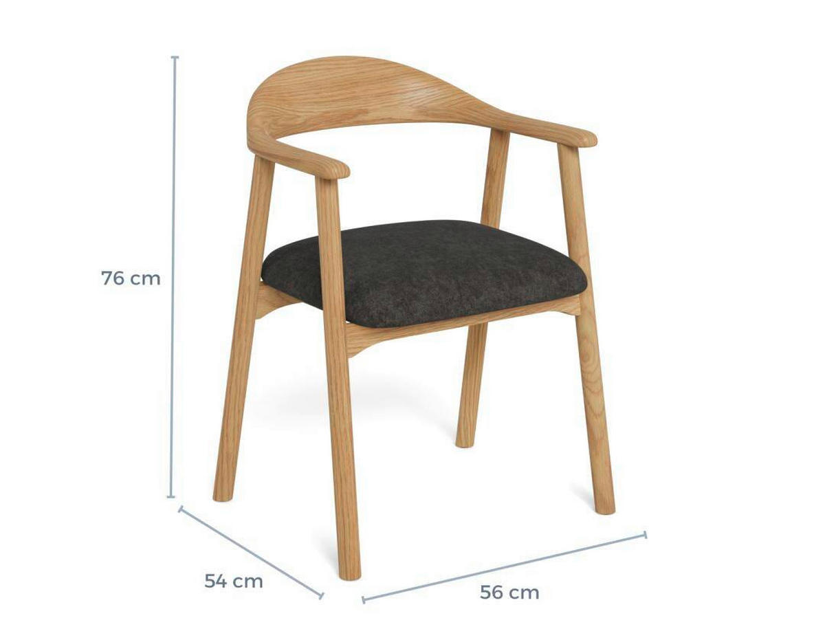 ARMLEHNSTUHL   Webstoff  Eichefarben, Dunkelgrau  - Eichefarben/Dunkelgrau, Modern, Holz/Textil (56/76/54cm) - MID.YOU