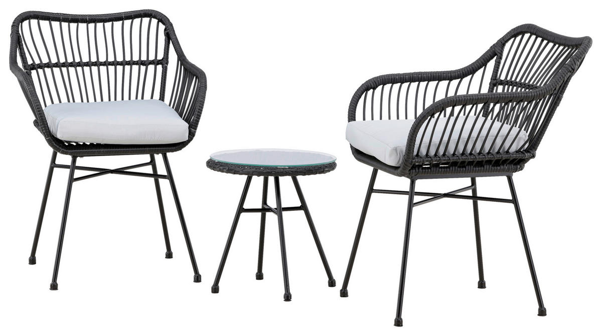 CAFÉSET metall, plast  - svart, Klassisk, metall/plast - Gardenson