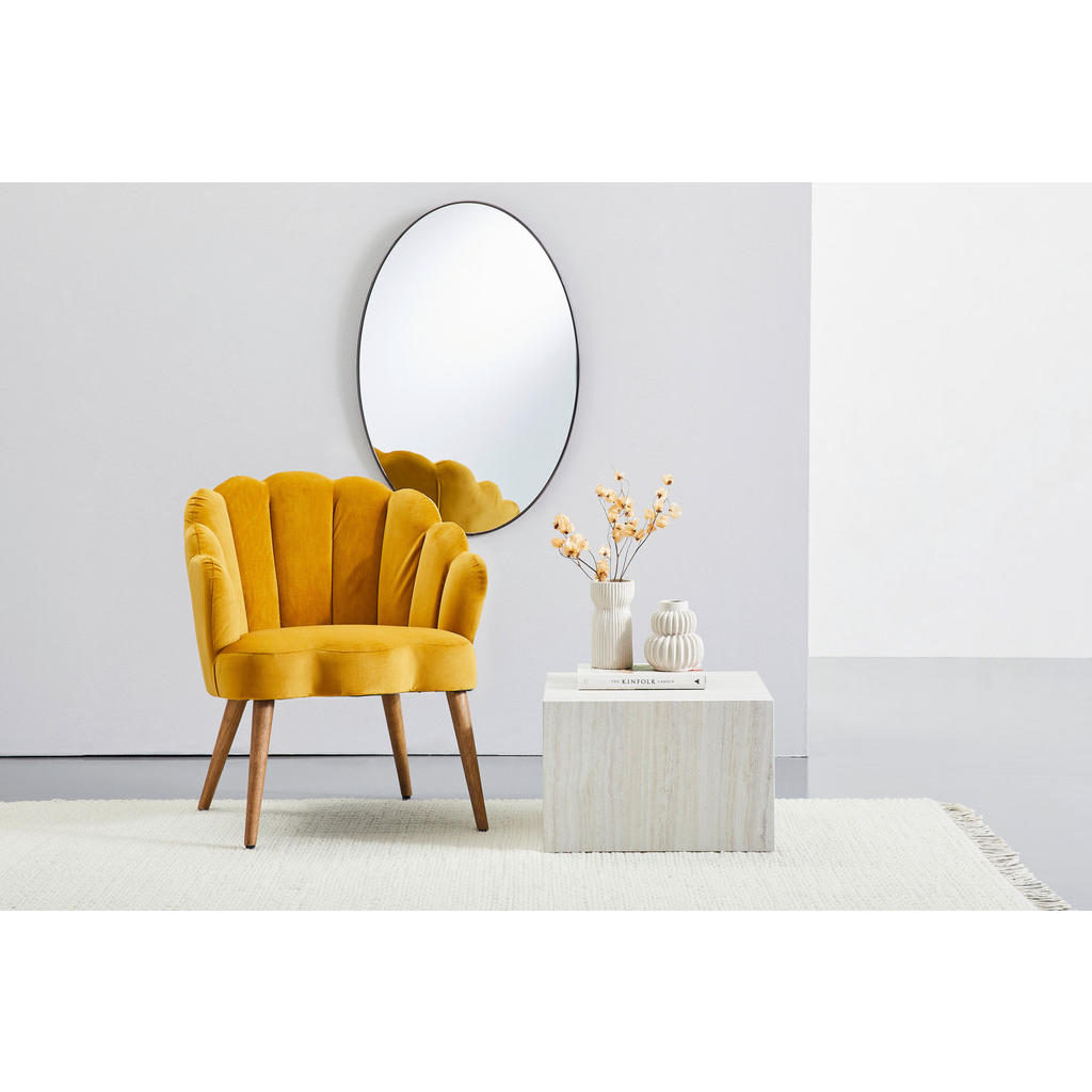 Thumbnail - Mid.you Sessel, Gelb, Ecru, Holz, Textil, Kautschukholz, massiv, Sperrholz, 67x80x65 cm, Wohnzimmer, Sessel, Polstersess...