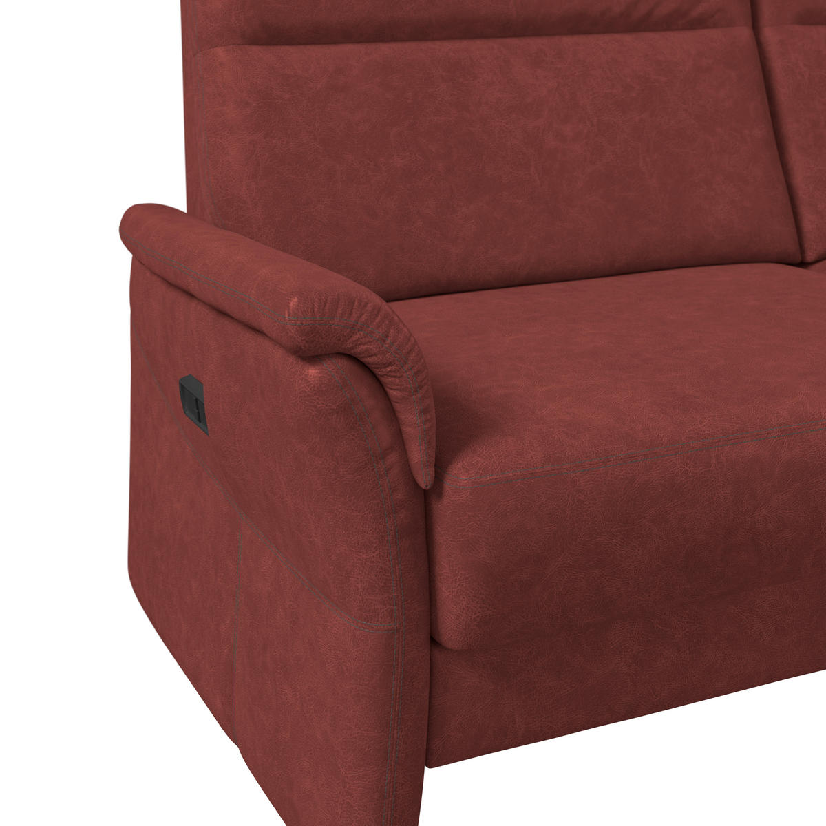 3,5-SITZER - Rotbraun/Schwarz, Konventionell, Kunststoff/Textil (205/98/91cm) - Elegando