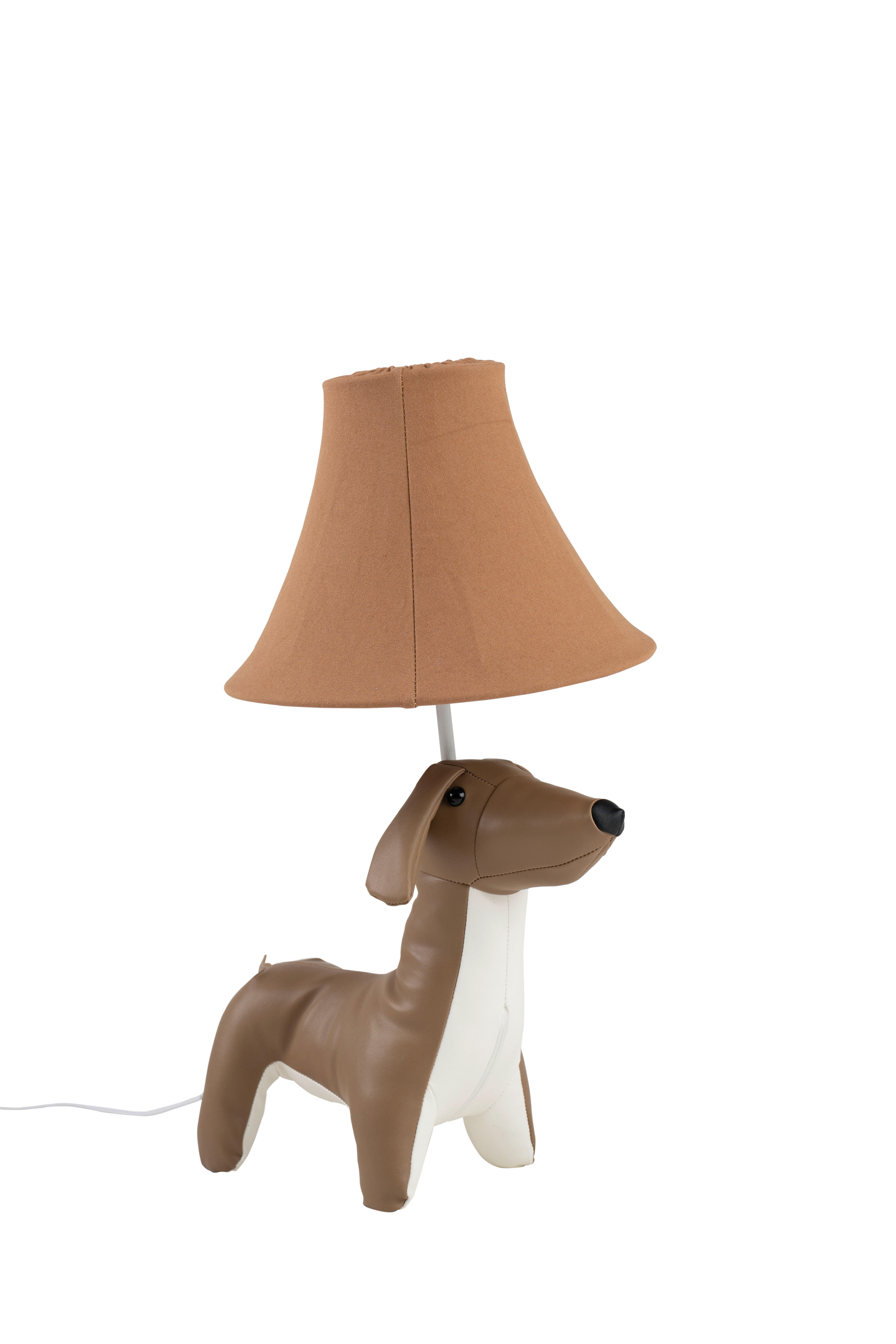 LED-KINDERTISCHLEUCHTE Waldi der Dackel 26/32/48 cm   - Hellbraun/Weiß, LIFESTYLE, Textil/Metall (26/32/48cm) - Happy Lamps