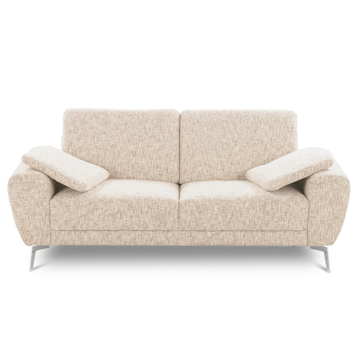 2-SITZER-SOFA Webstoff Beige  - Chromfarben/Beige, Design, Textil/Metall (157/85/92cm) - Livetastic