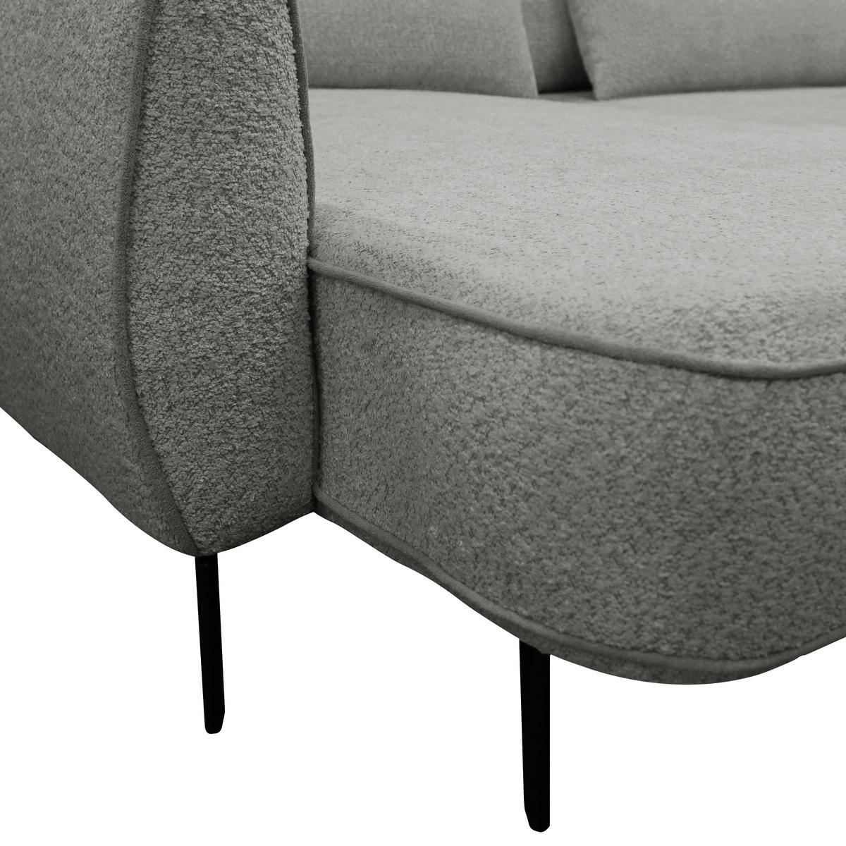 ECKSOFA in Bouclé Grau  - Creme/Schwarz, Design, Textil/Metall (204/273cm) - MID.YOU