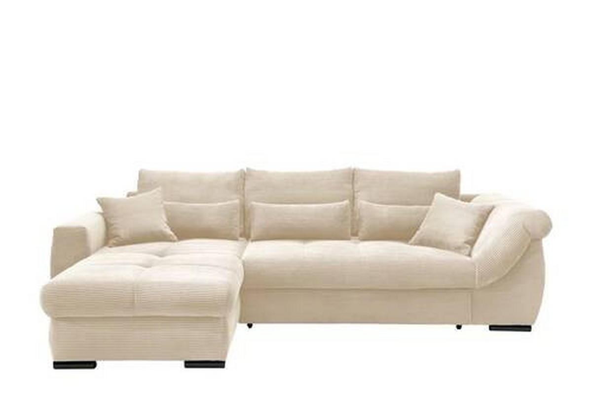 ECKSOFA in Cord Beige  - Beige/Schwarz, Modern, Holz/Textil (188/302cm) - MID.YOU