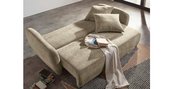 SCHLAFSOFA mit Liegefunktion, Schlafen auf Sitzhöhe, Rücken echt Flachgewebe Beige - Beige/Schwarz, KONVENTIONELL, Kunststoff/Textil (250/74/108cm) - Carryhome