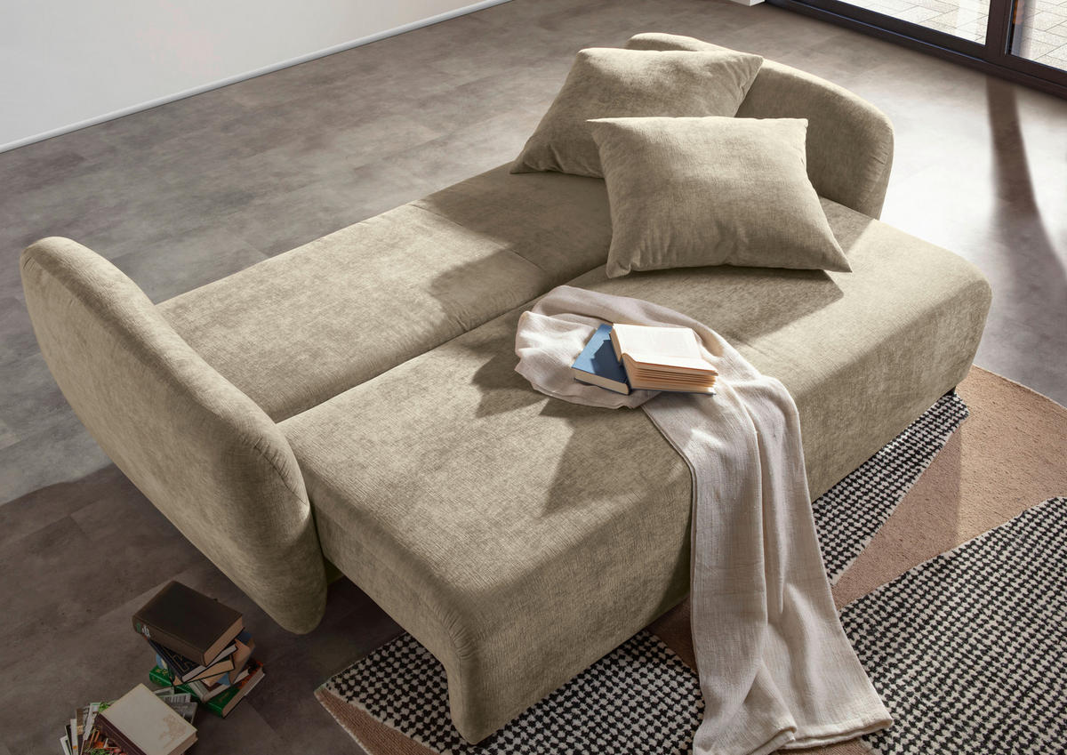 SCHLAFSOFA in Flachgewebe Beige  - Beige/Schwarz, KONVENTIONELL, Kunststoff/Textil (250/74/108cm) - Carryhome
