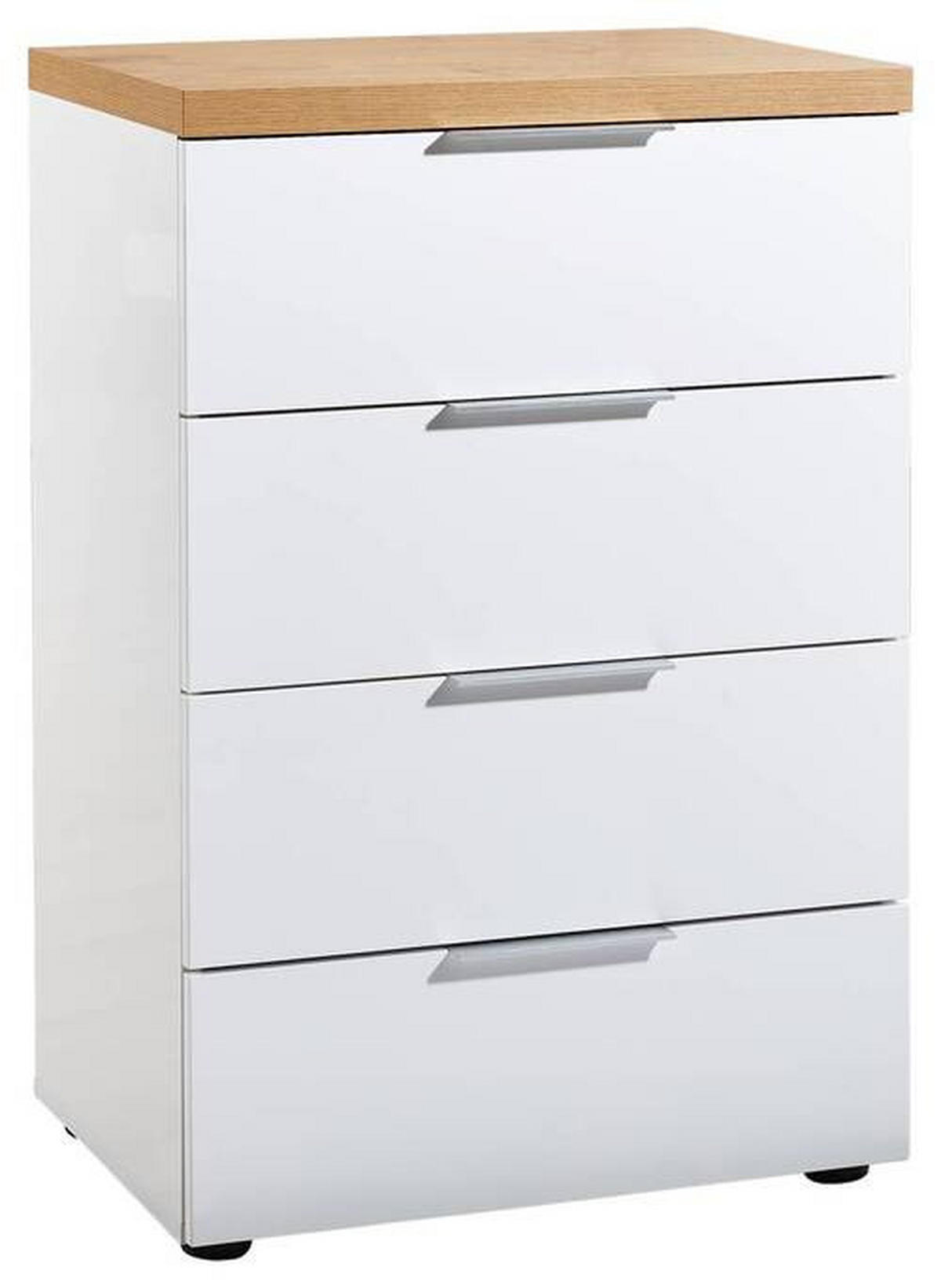 KOMODA  60/89/43 cm  bela, boja hrasta  - boja aluminijuma/boja hrasta, Dizajnerski, metal/pločasti materijal (60/89/43cm) - Xora
