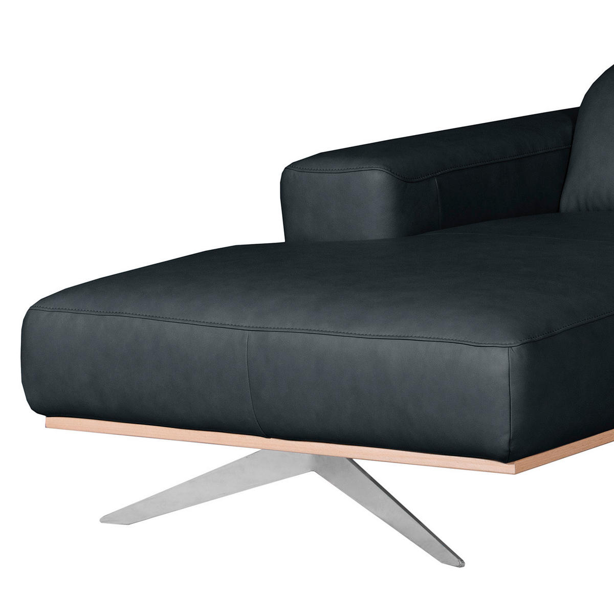 ECKSOFA Echtleder Blau  - Chromfarben/Blau, Design, Leder/Metall (187/295cm) - Livetastic