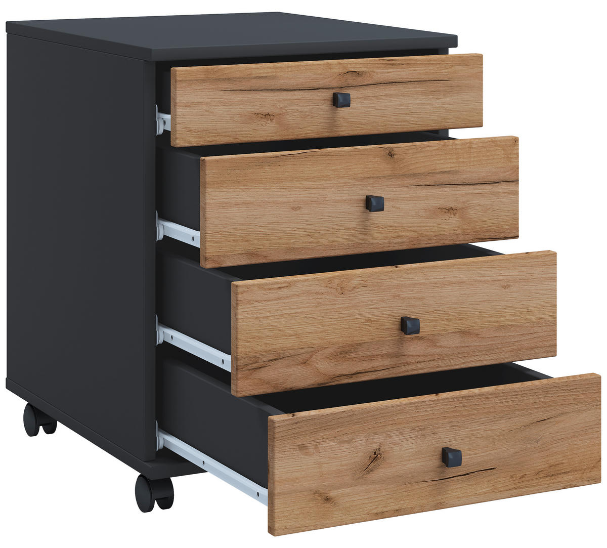 ROLLCONTAINER Anthrazit, Honigeiche  - Honigeiche/Anthrazit, Design, Holzwerkstoff/Kunststoff (42/57/50cm) - MID.YOU