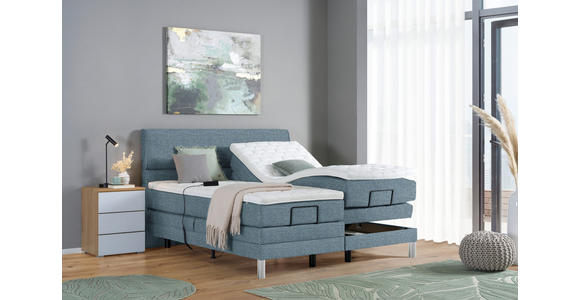 BOXSPRINGBETT 180/200 cm in Blau - Chromfarben/Blau, KONVENTIONELL, Kunststoff/Textil (180/200cm) - Voleo