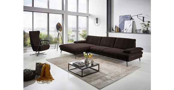 ECKSOFA in Chenille Dunkelbraun 180/310 cm - Dunkelbraun/Schwarz, Design, Textil/Metall (180/310cm) - Dieter Knoll