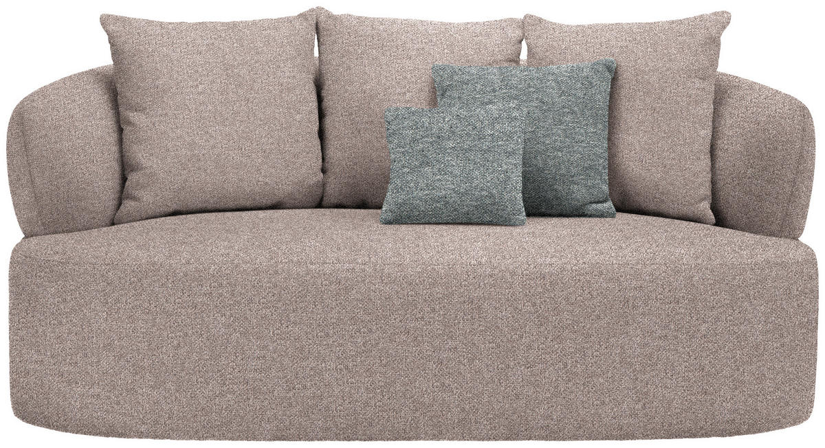 2-SITZER-SOFA in Flachgewebe Hellbraun  - Hellbraun/Schwarz, MODERN, Kunststoff/Textil (177/86/105cm) - Hom`in