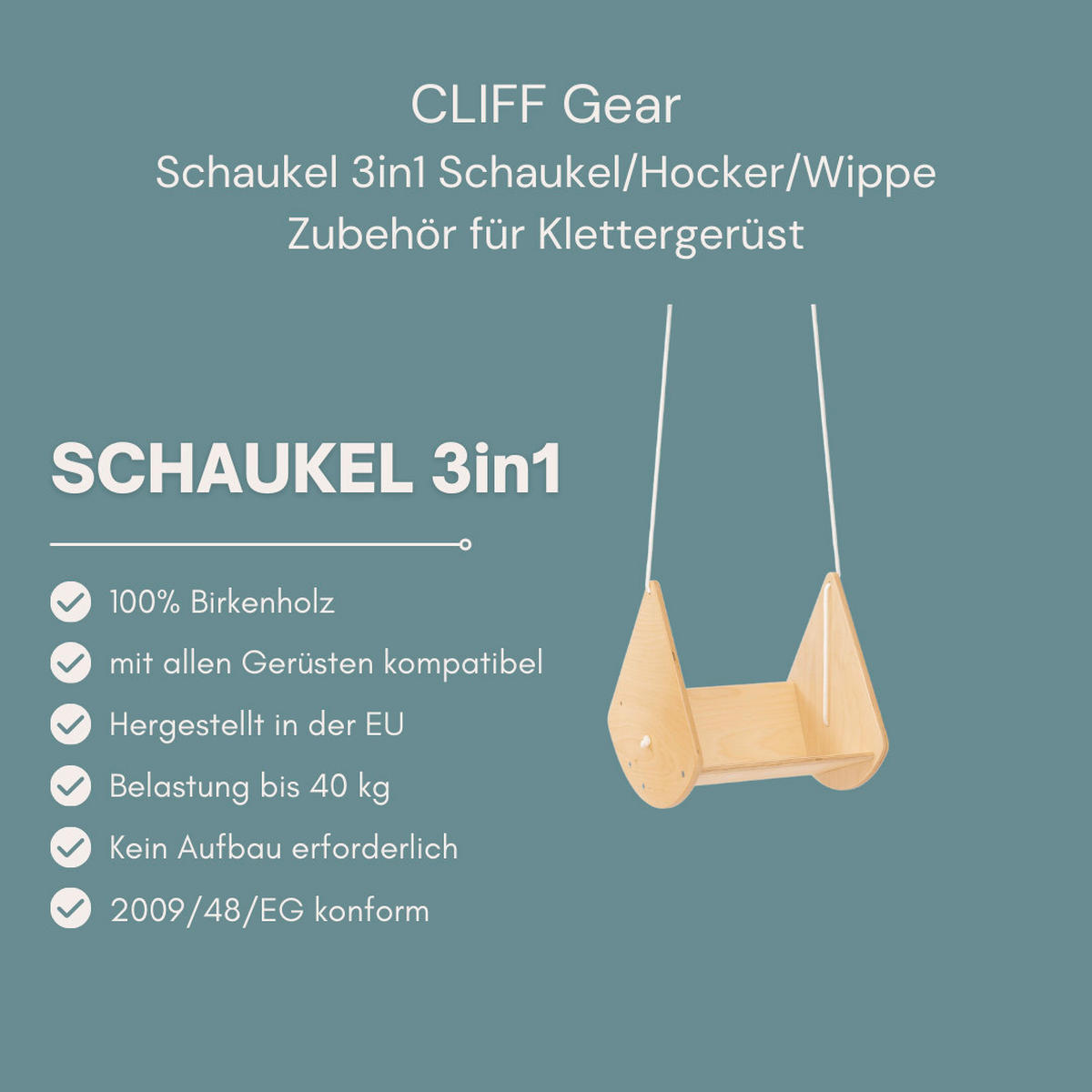 KLETTERGERÜST ZUBEHÖR Cliff  - Birkefarben, Basics, Holz (30/35/20cm) - CLIFF