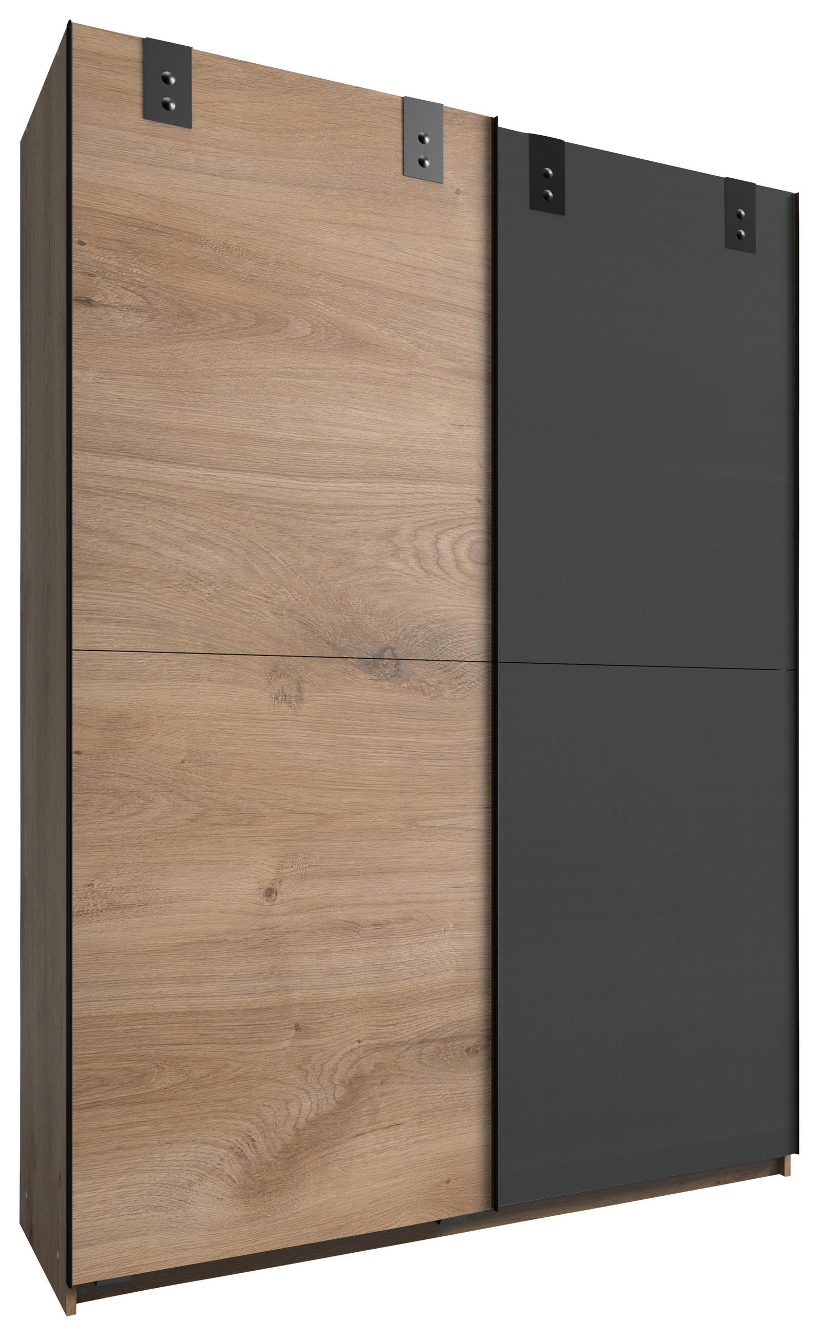 GARDEROB MED SKJUTDÖRRAR 135/198/64 cm 2-dörrar - grafitfärgad/ekfärgad, Basics, trämaterial (135/198/64cm) - MID.YOU