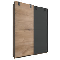 SCHWEBETÜRENSCHRANK  in Graphitfarben, Eichefarben  - Eichefarben/Graphitfarben, Basics, Holzwerkstoff (135/198/64cm) - MID.YOU