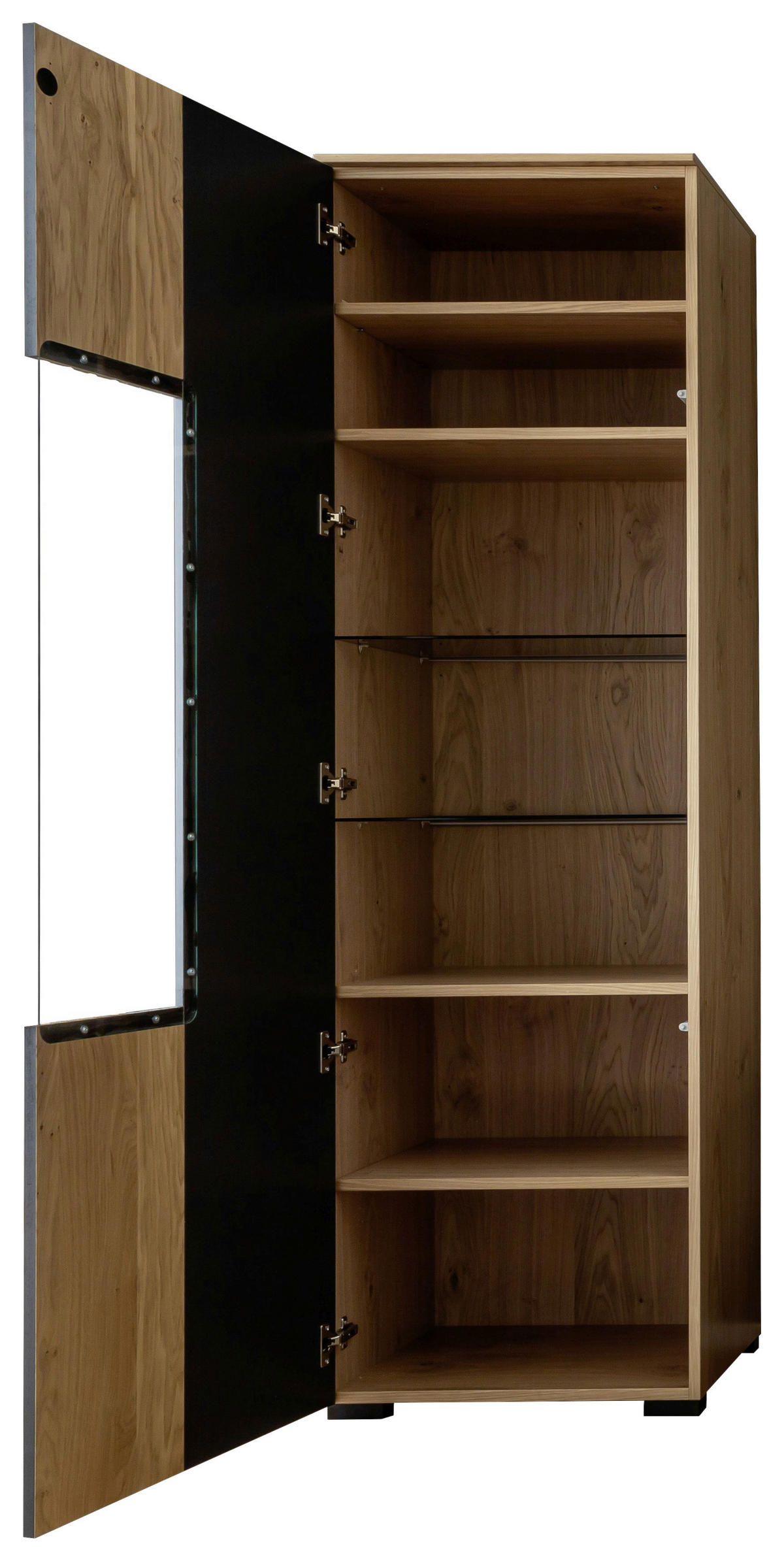 VITRINE in furniert Wildeiche Anthrazit, Eiche Bianco  - Eiche Bianco/Anthrazit, Design, Glas/Holz (60/200/45cm) - Moderano