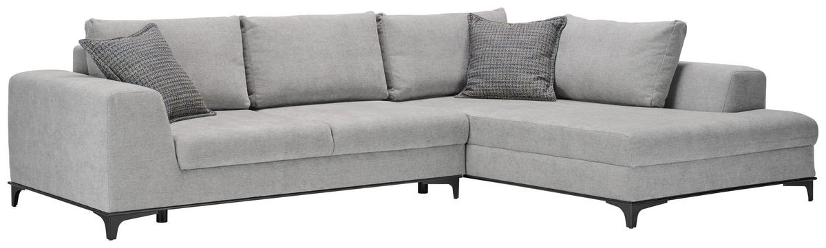 ECKSOFA in Webstoff Grau  - Schwarz/Grau, Design, Textil/Metall (314/211cm) - Stylife