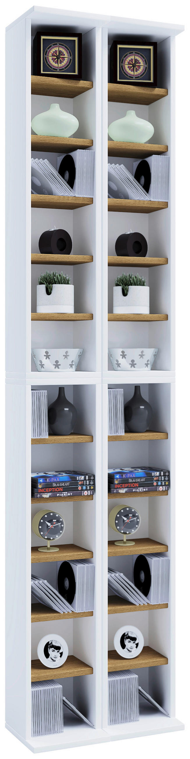 CD-REGAL - Honigeiche/Weiss, Design, Holzwerkstoff (42/183/20cm) - MID.YOU