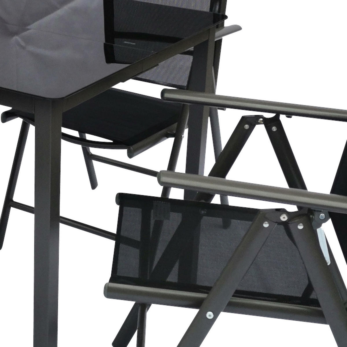 GARTENGARNITUR 5-teilig Aluminium  - Schwarz, Basics, Metall (80/73/80cm) - MID.YOU