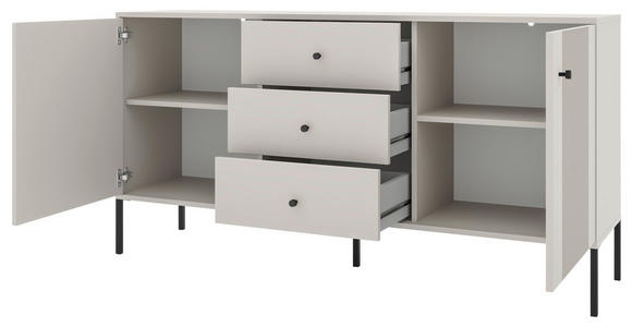 SIDEBOARD Iseo in 154,5/79/39 cm - Kaschmir/Schwarz, Design, Holzwerkstoff/Metall (154,5/79/39cm) - Xora
