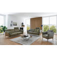 2-SITZER-SOFA Olivgrün Echtleder  - Eichefarben/Beige, Natur, Leder/Holz (207/86/87cm) - Valnatura