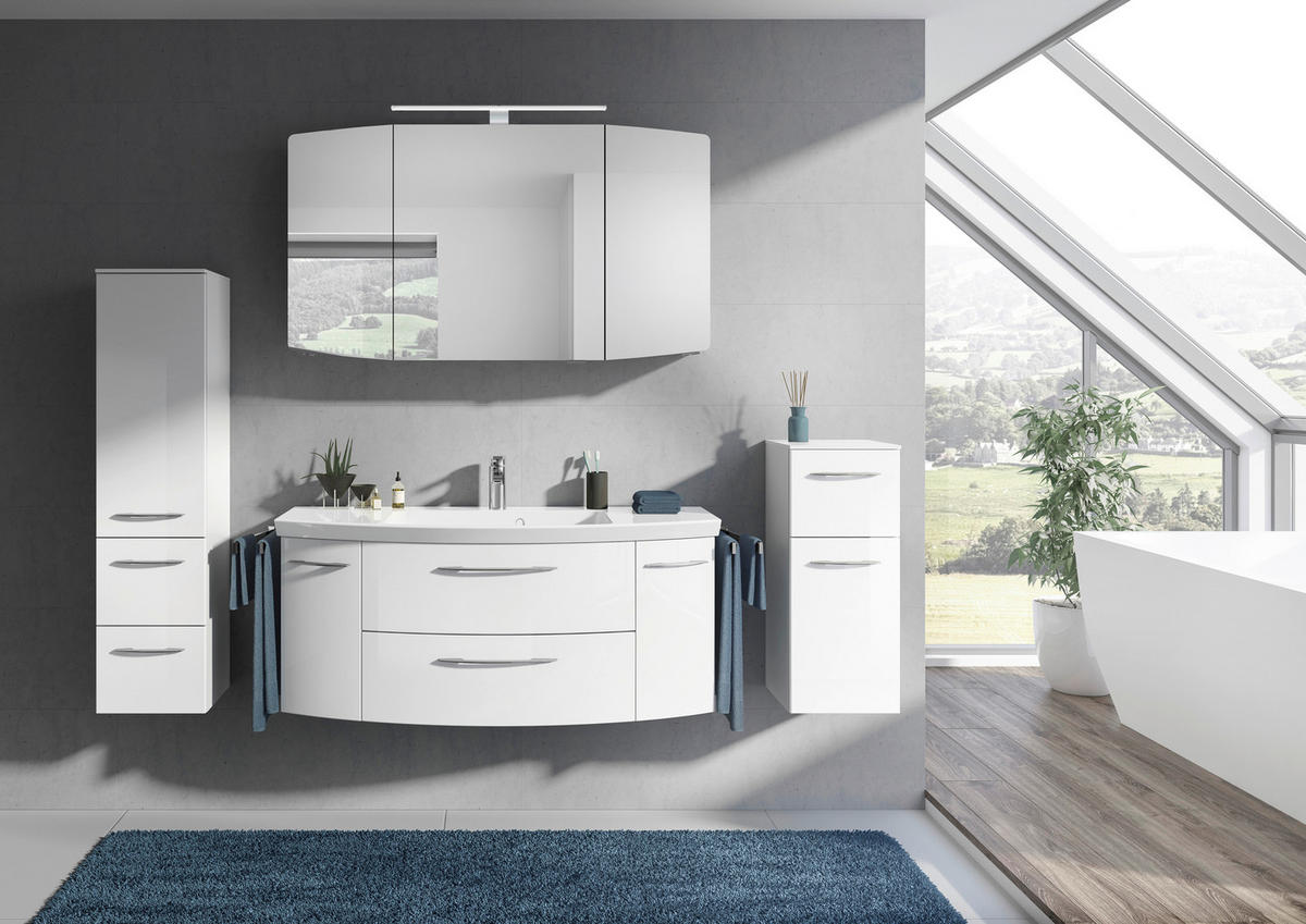 BADEZIMMER 5-teilig  in 181 cm  - Chromfarben/Weiß Hochglanz, KONVENTIONELL, Glas/Holzwerkstoff (181cm) - Pelipal