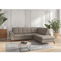 ECKSOFA Echtleder Grau  - Schwarz/Grau, Modern, Leder/Metall (244/212cm) - Sit & More