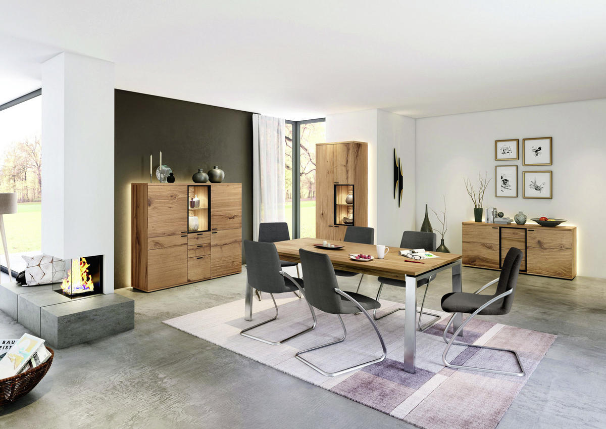 ESSTISCH in Holz, Metall, Holzwerkstoff 190/100/75 cm  - Edelstahlfarben/Eichefarben, Konventionell, Holz/Holzwerkstoff (190/100/75cm) - Venjakob
