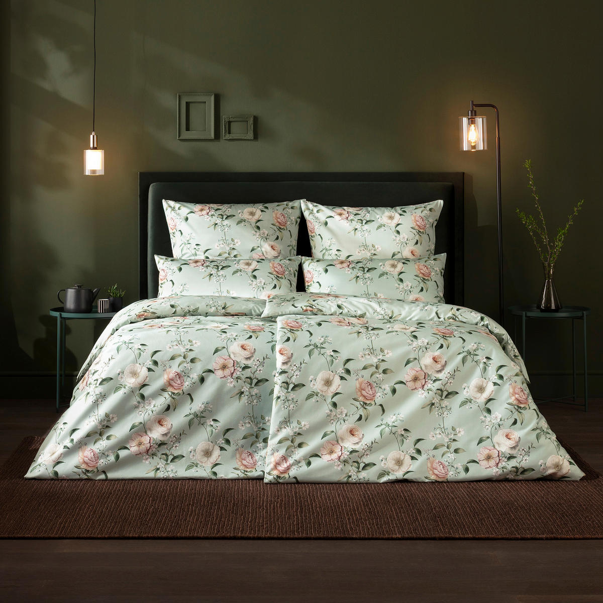BETTWÄSCHE 3-teilig Atelier Makosatin 140/200 cm  - Mintgrün, Basics, Textil (140/200cm) - Estella