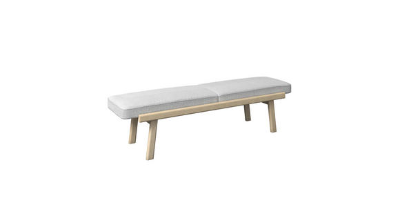 SITZBANK 190/45/55 cm Flachgewebe Taupe, Eschefarben, Sandfarben Esche massiv  - Taupe/Sandfarben, ROMANTIK / LANDHAUS, Holz/Textil (190/45/55cm) - Dieter Knoll