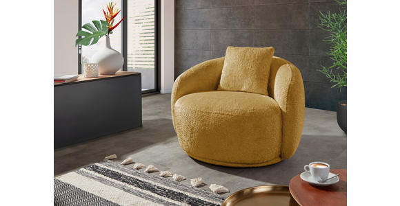 COCKTAILSESSEL Chenille Senfgelb - Senfgelb/Schwarz, LIFESTYLE, Textil/Metall (101/79/96cm) - Xora