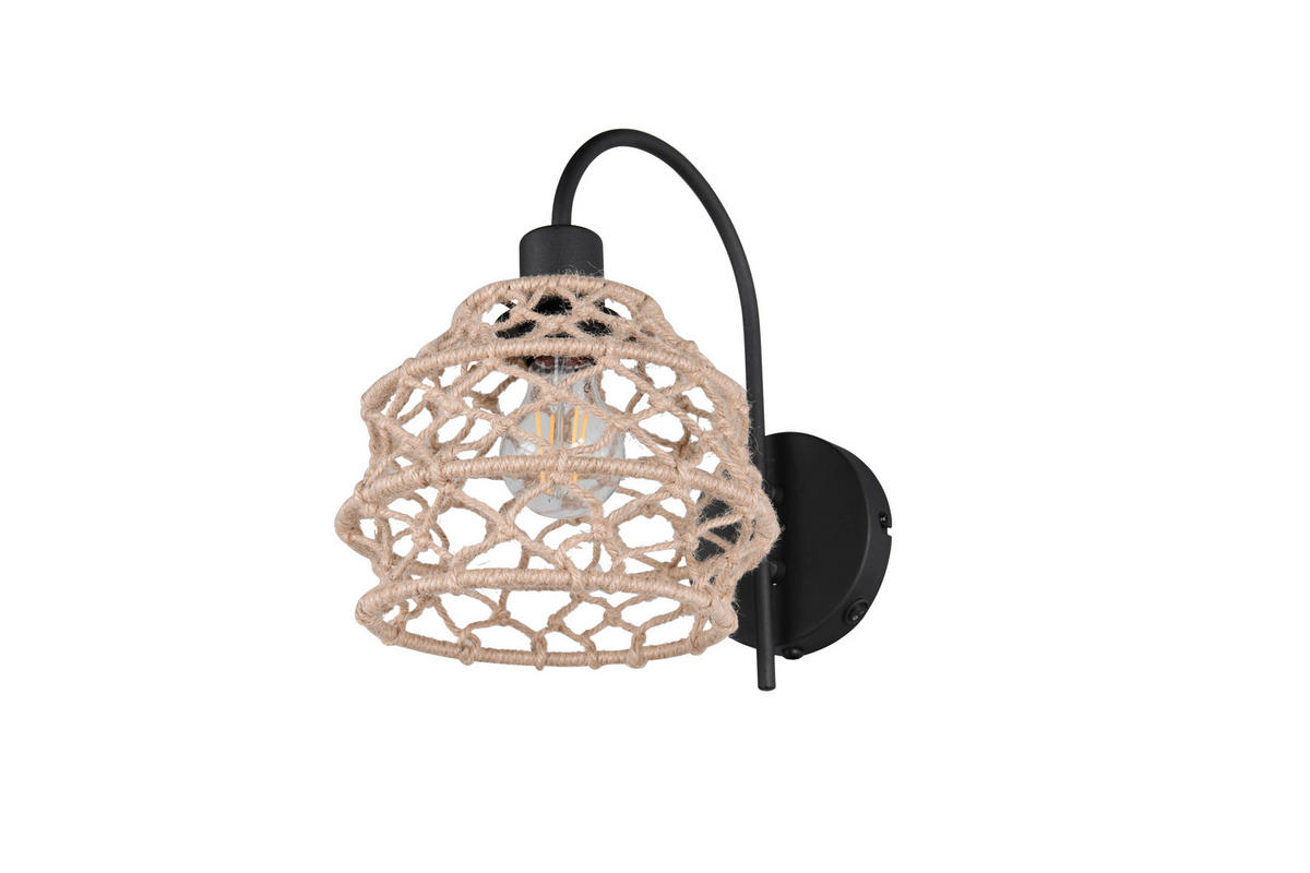 WANDLEUCHTE Hive 30,5/32/20 cm  - Schwarz/Naturfarben, Natur, Textil/Metall (30,5/32/20cm)