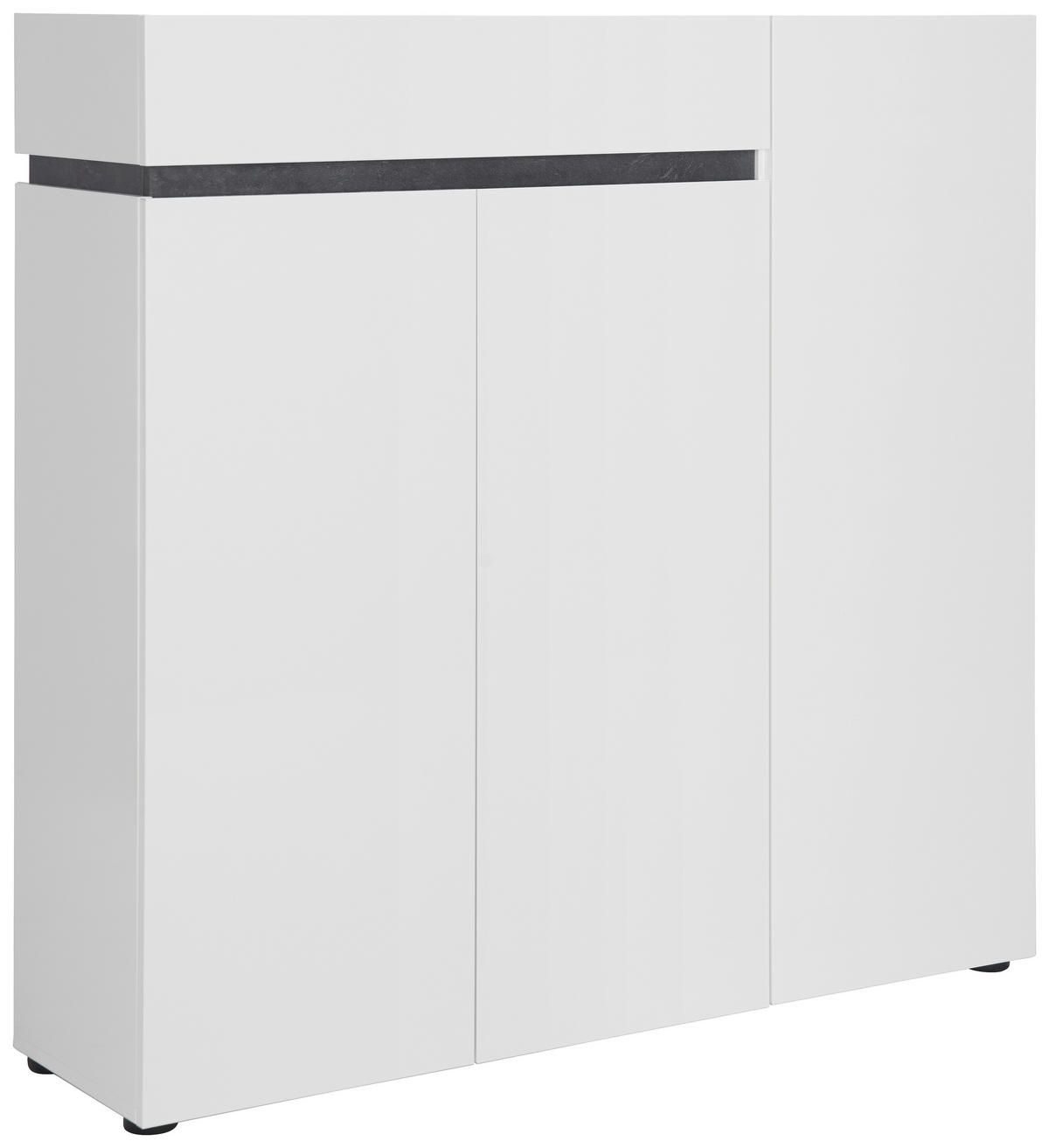 SKRINKA NA TOPÁNKY, antracitová, biela, 120/115/34 cm - čierna/biela, Design, kompozitné drevo/plast (120/115/34cm) - Voleo