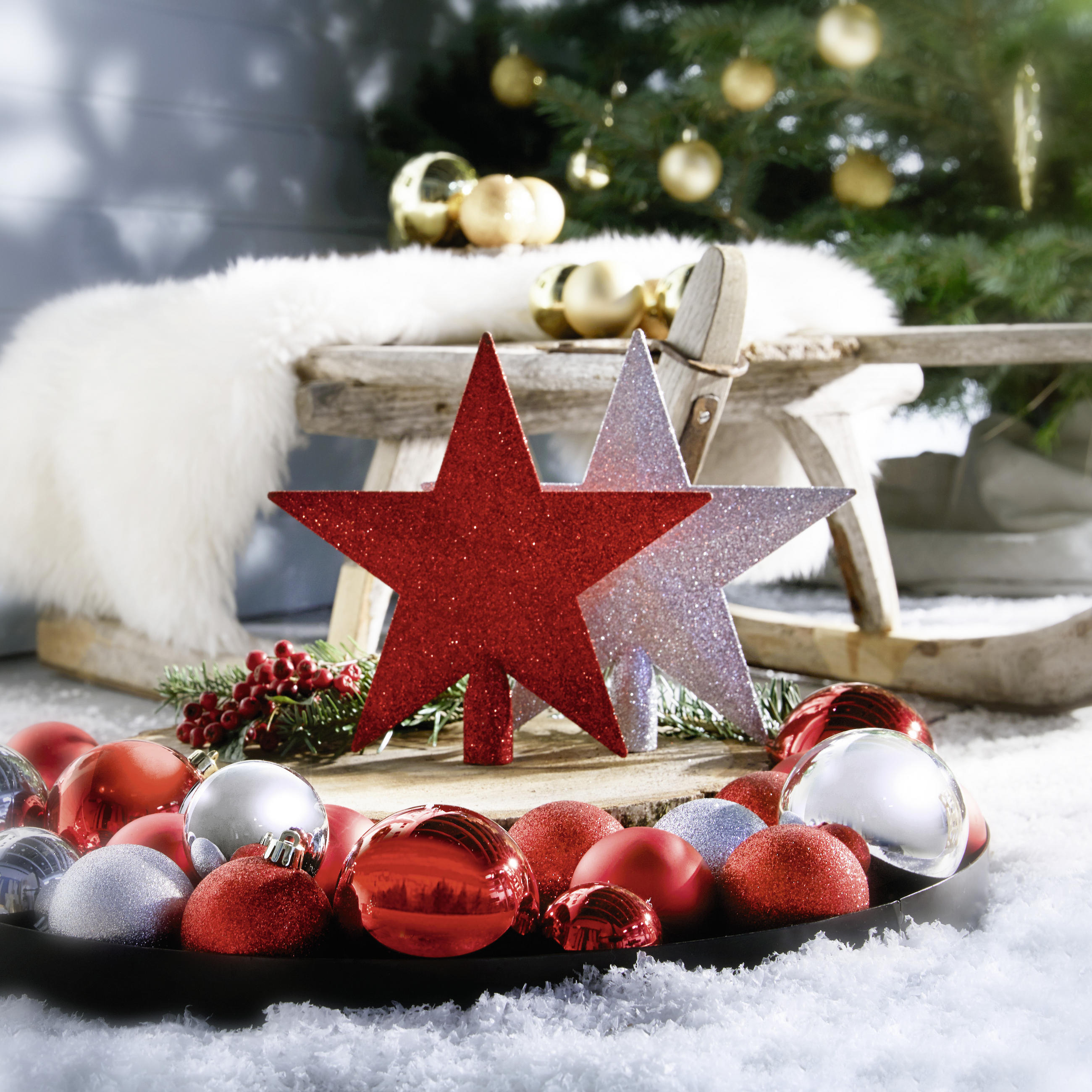 CHRISTBAUMKUGEL-SET 33-teilig  - Rot, LIFESTYLE, Kunststoff (8,00/8,00/8,00cm) - X-Mas
