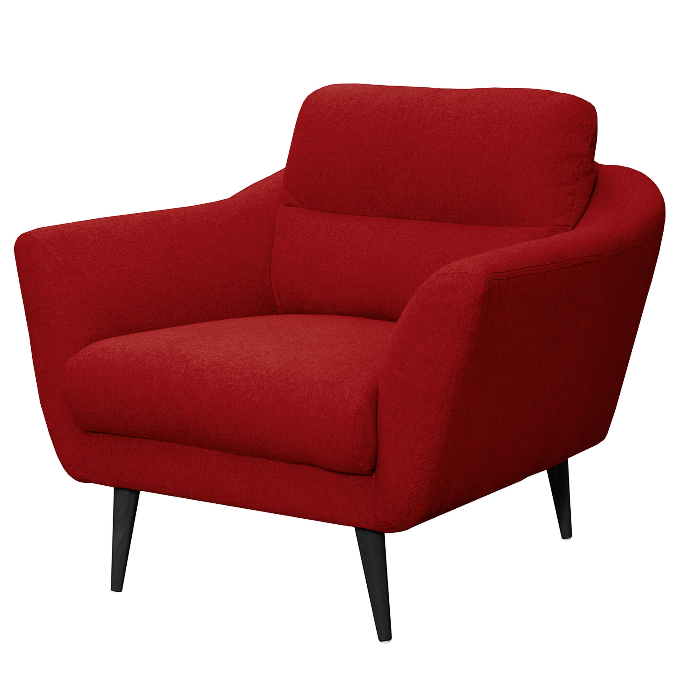 SESSEL in Webstoff Rot  - Rot/Schwarz, Design, Holz/Textil (92/87/88cm) - Livetastic