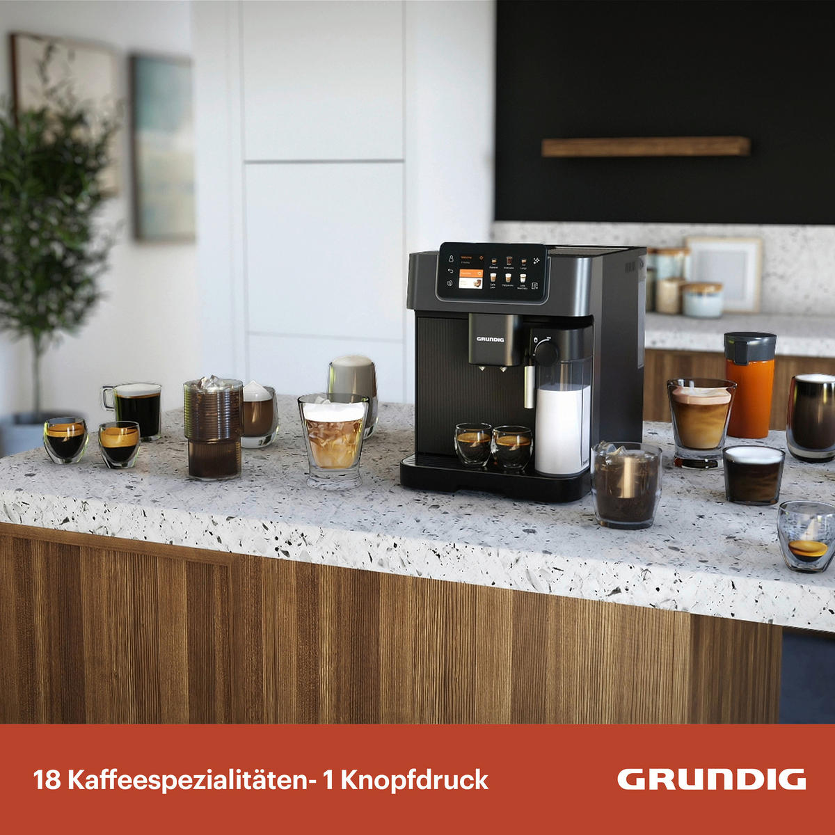 KAFFEEVOLLAUTOMAT Delisia Coffee Series DC7500+  - Edelstahlfarben/Schwarz, MODERN, Kunststoff/Metall (40,5/34,0/27,5cm) - Grundig