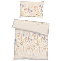 BETTWÄSCHE 3-teilig Wiesenblümchen Makosatin 140/200 cm  - Champagner, Basics, Textil (140/200cm) - Kaeppel