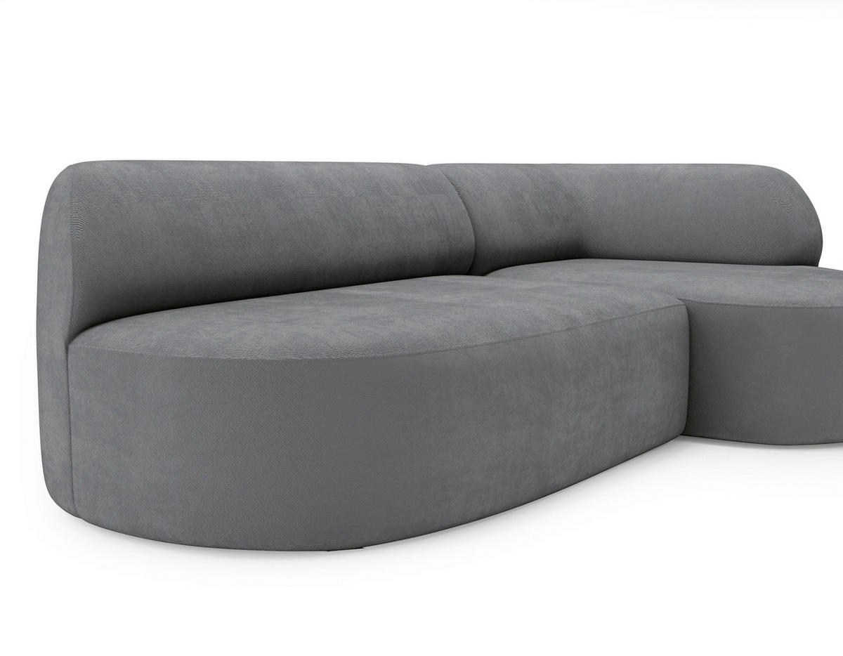 ECKSOFA Chenille Dunkelgrau  - Dunkelgrau/Schwarz, Design, Kunststoff/Textil (218/156cm) - Livetastic